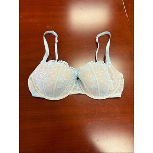 DKNY Baby Blue Victorian Style Balconette Bra sz 36B EUC